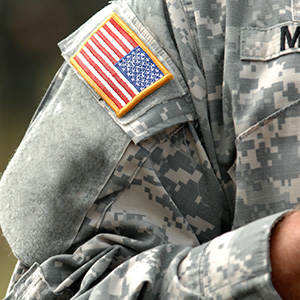 Soldier representing veteran and military use